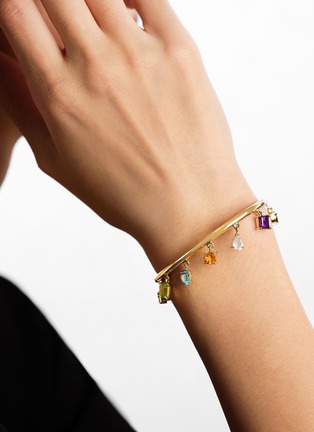 细节 - 点击放大 - BIJOU DE M - Colour Stone 18K Gold Plated Sterling Sliver Freshwater Pearl Bangle — Size L