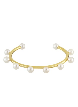 首图 - 点击放大 - BIJOU DE M - Dot Pearl 18K Gold Plated Sterling Silver Freshwater Pearl Bangle — Size L