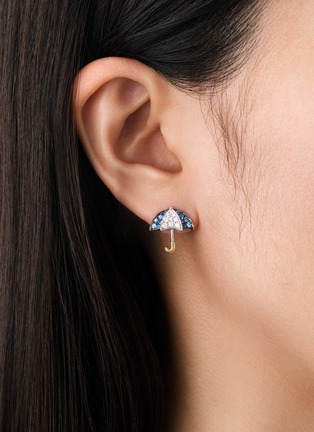 细节 - 点击放大 - BIJOU DE M - Rainy Days 18K Yellow White Gold Diamond Sapphire Single Earring