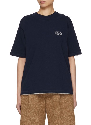 首图 - 点击放大 - FAFAMOON - Double Neck Cotton Jersey T-Shirt