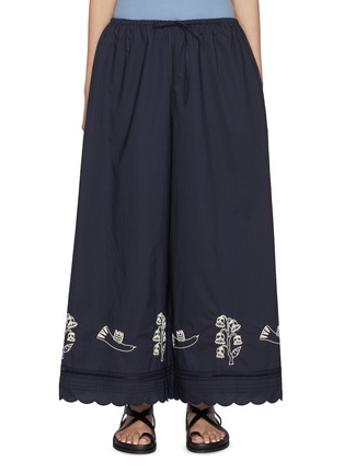 首图 - 点击放大 - FAFAMOON - Lace Patchwork Embroidered Cotton Wide Leg Pants
