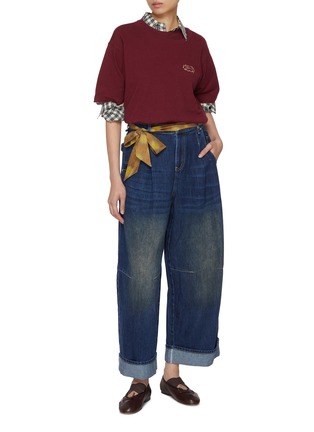 模特儿示范图 - 点击放大 - FAFAMOON - Double Neck Cotton Jersey T-Shirt