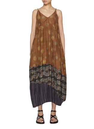 首图 - 点击放大 - FAFAMOON - Knot Patchwork Silk Blend Maxi Dress