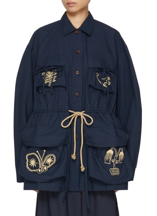 首图 - 点击放大 - FAFAMOON - Botanical Embroidered Four Pocket Thin Coat