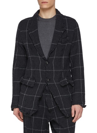 首图 - 点击放大 - COMME DES GARÇONS SHIRT - Wrinkled Windowpane Checkered Single Breasted Wool Blazer