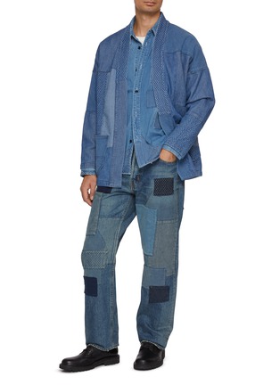 模特儿示范图 - 点击放大 - FDMTL - Patchwork Medium Wash Jeans