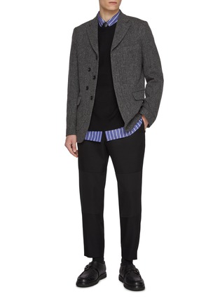 模特儿示范图 - 点击放大 - COMME DES GARÇONS HOMME DEUX - Faux Double Layered Single Breasted Wool Blazer