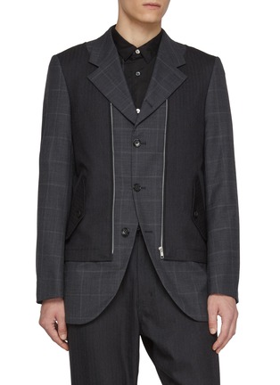 首图 - 点击放大 - COMME DES GARÇONS HOMME DEUX - Zipper Detail Layered Check Single Breasted Blazer
