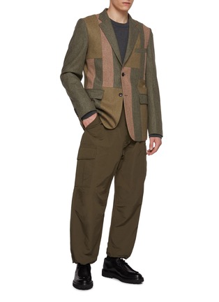 模特儿示范图 - 点击放大 - COMME DES GARÇONS HOMME DEUX - Single Breasted Patchwork Flannel Blazer