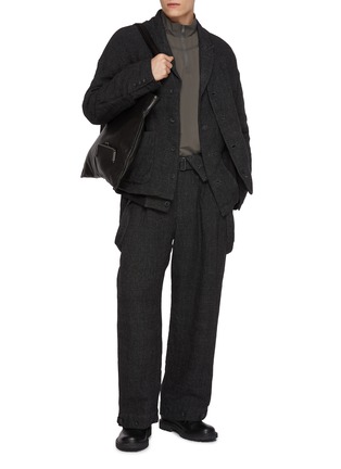 模特儿示范图 - 点击放大 - THE VIRIDI-ANNE - Layered Single Breasted Linen Wool Blazer