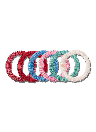 细节 -点击放大 - SLIP - Silk Skinny Scrunchie with Pouch — High Tide