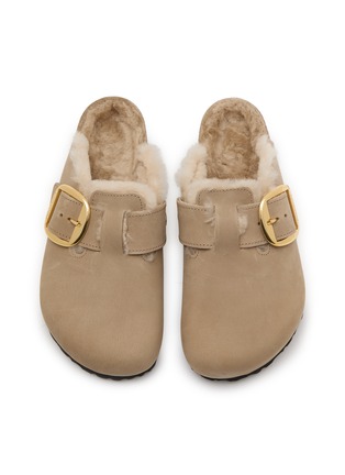 细节 - 点击放大 - BIRKENSTOCK - Boston Big Buckle Shearling Nubuck Leather Clogs