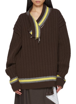 首图 - 点击放大 - SONIA CARRASCO - Cable Knit Wool Cashmere Tennis Sweater