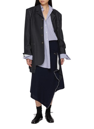 模特儿示范图 - 点击放大 - SONIA CARRASCO - Asymmetrical Retal Wool Knit Skirt