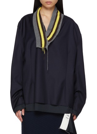首图 - 点击放大 - SONIA CARRASCO - Long Sleeve Knitted Collar Wool Cashmere Top
