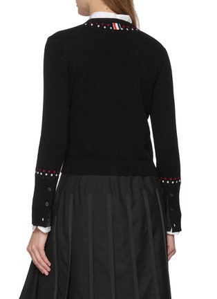 背面 - 点击放大 - THOM BROWNE - Embroidered Jersey Stitch Cropped Cashmere Blend Knit Cardigan