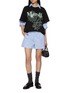 模特儿示范图 - 点击放大 - MARDI MERCREDI - Triple Flower Graphic Crewneck Cotton T-Shirt