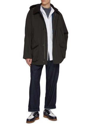 模特儿示范图 - 点击放大 - NANAMICA - Long Sleeve Band Collar Shirt