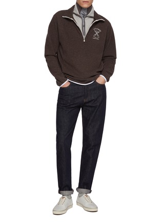 模特儿示范图 - 点击放大 - EQUIL - High Neck Zip Up Wool Cardigan
