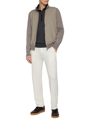 模特儿示范图 - 点击放大 - EQUIL - Mock Neck Half Zip Wool Knit Sweater