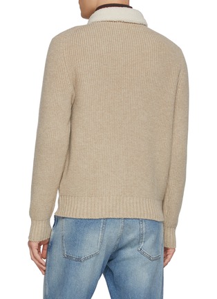 背面 - 点击放大 - EQUIL - Button Up Fur Collar Wool Knit Cardigan