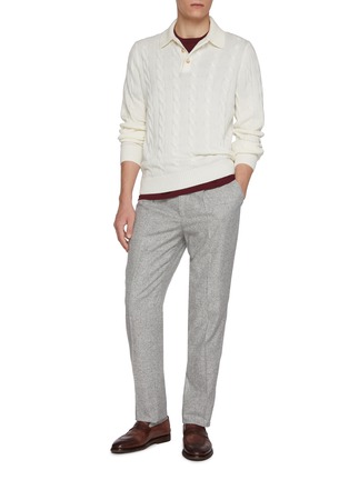 模特儿示范图 - 点击放大 - EQUIL - Cable Knit Polo Shirt