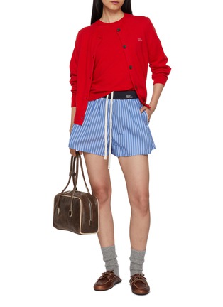 模特儿示范图 - 点击放大 - MARDI MERCREDI - Contrast Waistband Striped Shorts