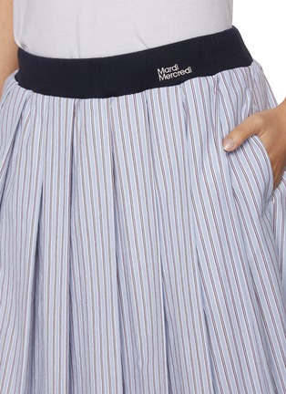  - MARDI MERCREDI - Contrast Waistband Pleated Striped Cotton Maxi Skirt