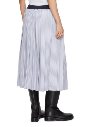 背面 - 点击放大 - MARDI MERCREDI - Contrast Waistband Pleated Striped Cotton Maxi Skirt