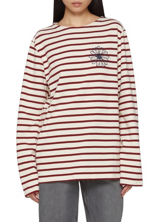 首图 - 点击放大 - MARDI MERCREDI - Striped Floral Print Cotton T-Shirt