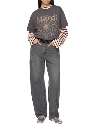 模特儿示范图 - 点击放大 - MARDI MERCREDI - Striped Floral Print Cotton T-Shirt