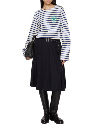 模特儿示范图 - 点击放大 - MARDI MERCREDI - Striped Floral Print Cotton T-Shirt
