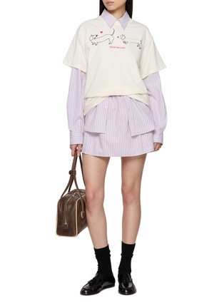 模特儿示范图 - 点击放大 - MARDI MERCREDI - Embroidered Striped Cotton Shirt