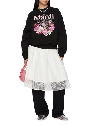 模特儿示范图 - 点击放大 - MARDI MERCREDI - Flower Blossom Graphic Crewneck Cotton T-Shirt