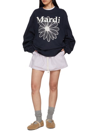 模特儿示范图 - 点击放大 - MARDI MERCREDI - Flower Graphic Oversized Cotton Sweatshirt