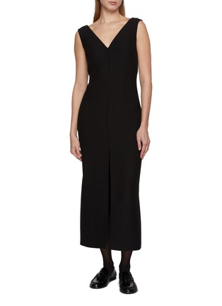 模特儿示范图 - 点击放大 - THE ROW - Telorin V-Neck Silk Dress