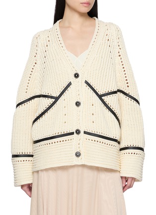 首图 - 点击放大 - ERMANNO SCERVINO - Contrast Insert Crochet Cotton Cardigan