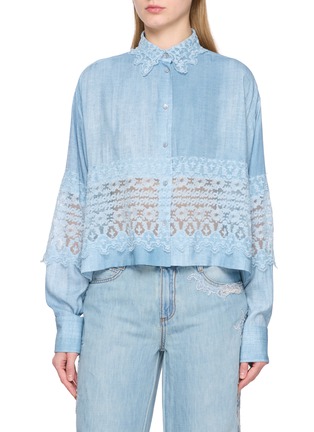 首图 - 点击放大 - ERMANNO SCERVINO - Long Sleeve Valencienne Lace Panelled Shirt