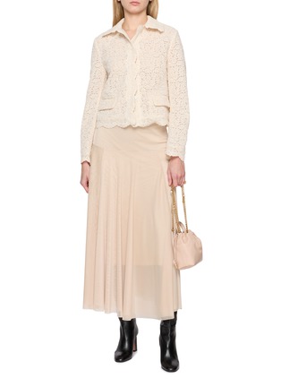 模特儿示范图 - 点击放大 - ERMANNO SCERVINO - Lace Shirt Collar Crop Jacket