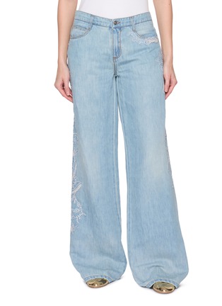 首图 - 点击放大 - ERMANNO SCERVINO - Lace Embroidered Wide Leg Jeans