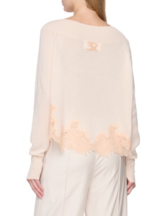 背面 - 点击放大 - ERMANNO SCERVINO - Long Sleeve Lace Insert Cashmere Knit Sweater