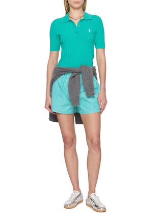模特儿示范图 - 点击放大 - SPORTY & RICH - SRC Ribbed Knit Polo Shirt