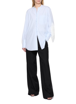模特儿示范图 - 点击放大 - SHARON WAUCHOB - Makia Long Sleeve Fringe Cotton Poplin Shirt