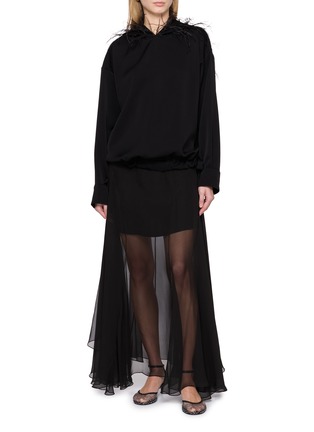 模特儿示范图 - 点击放大 - SHARON WAUCHOB - ALY 羽毛饰连帽卫衣