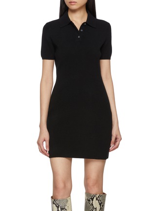 首图 - 点击放大 - ALEXANDERWANG - Knitted Logo Patch Polo Wool Mohair Dress