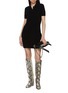 模特儿示范图 - 点击放大 - ALEXANDERWANG - Knitted Logo Patch Polo Wool Mohair Dress