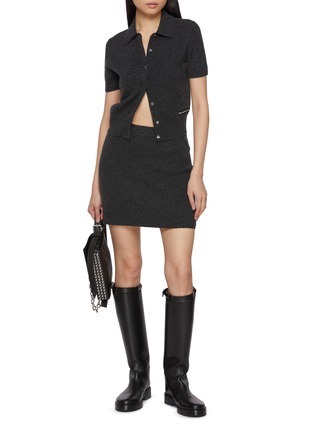 模特儿示范图 - 点击放大 - ALEXANDERWANG - Knitted Logo Patch Mini Skirt