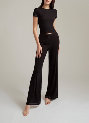  - SILKY MIRACLE - Nude Swarovski Crystal T-Shirt — Black/Size S