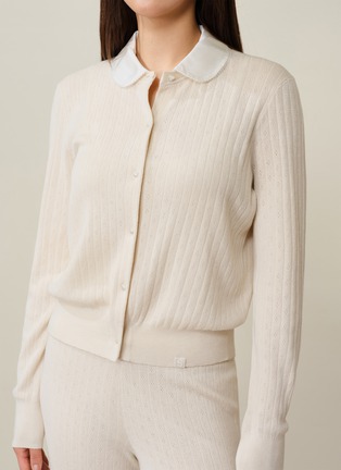 细节 –点击放大 - SILKY MIRACLE - CloudKnit Silk Cashmere Wool Knit Cardigan — Almond White/Size 2