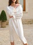 细节 –点击放大 - SILKY MIRACLE - Purity Ruffle Hem Lace Silk Nightgown — Pearl White/Size S